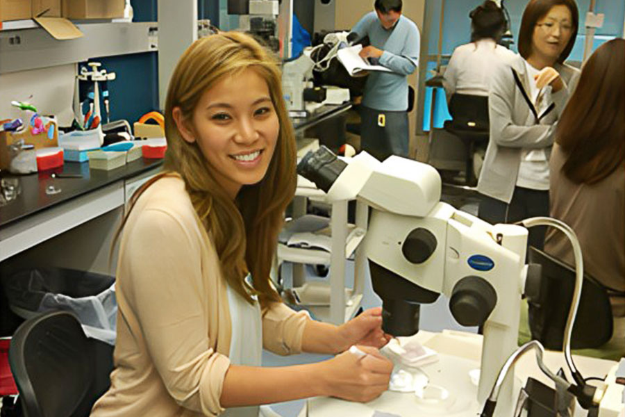 Developmental and Reproductive Biology student doing research