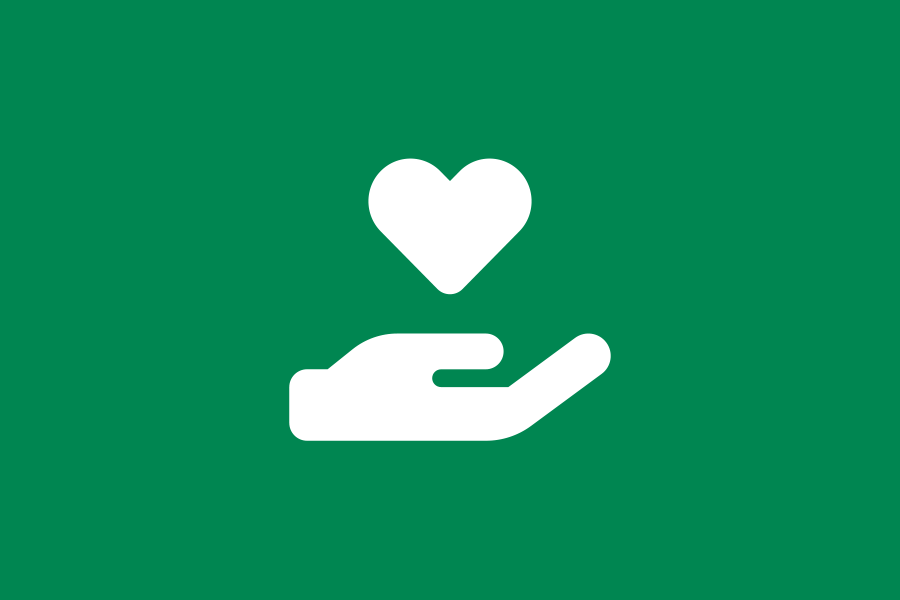 HAND HOLDING HEART ICON FOR WAYS TO GIVE