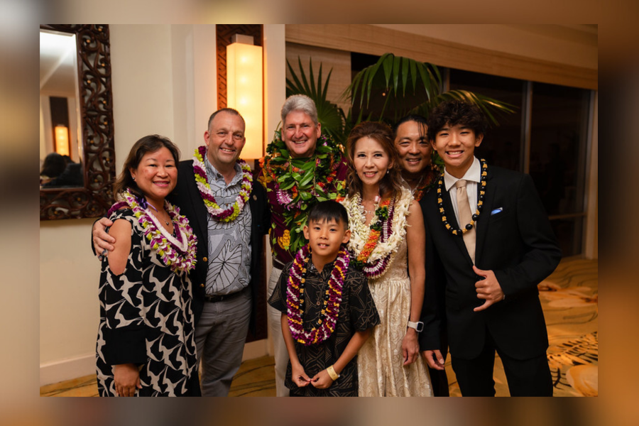 gov green, first lady, president lassner, with dr. tom, morita, and sons