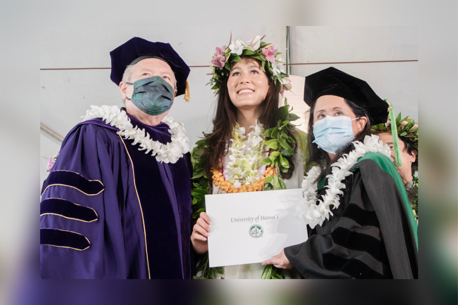 malia brennan, md with dean jerris hedges and interim dean buenconsejo-lum