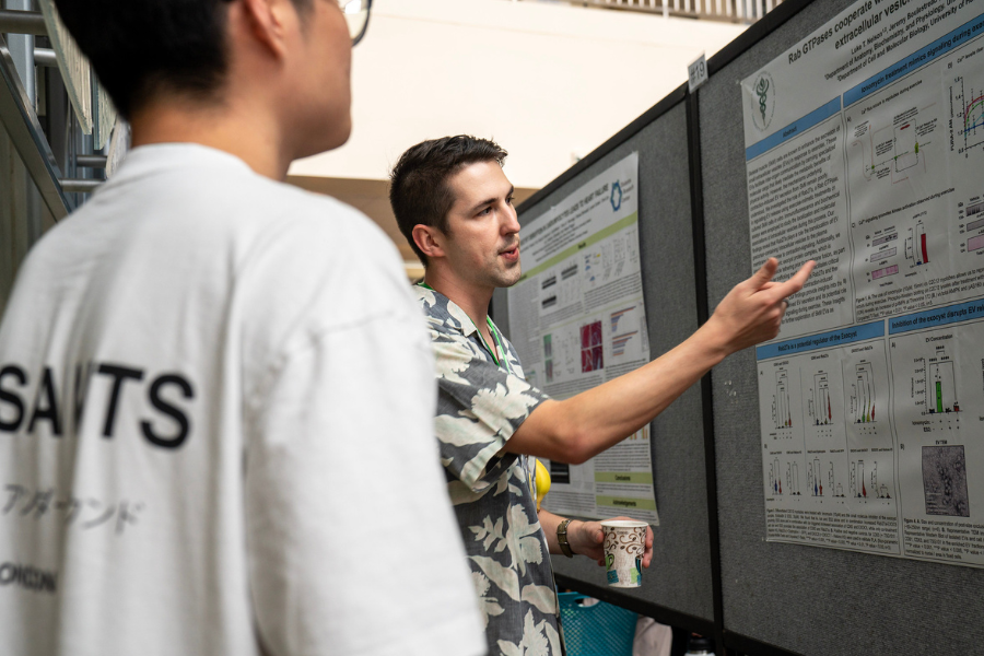 student presents at biomedical symposium